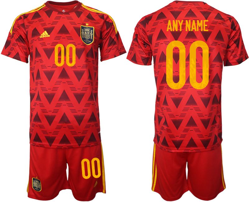 Men 2022 World Cup National Team Spain home red customized Soccer Jersey